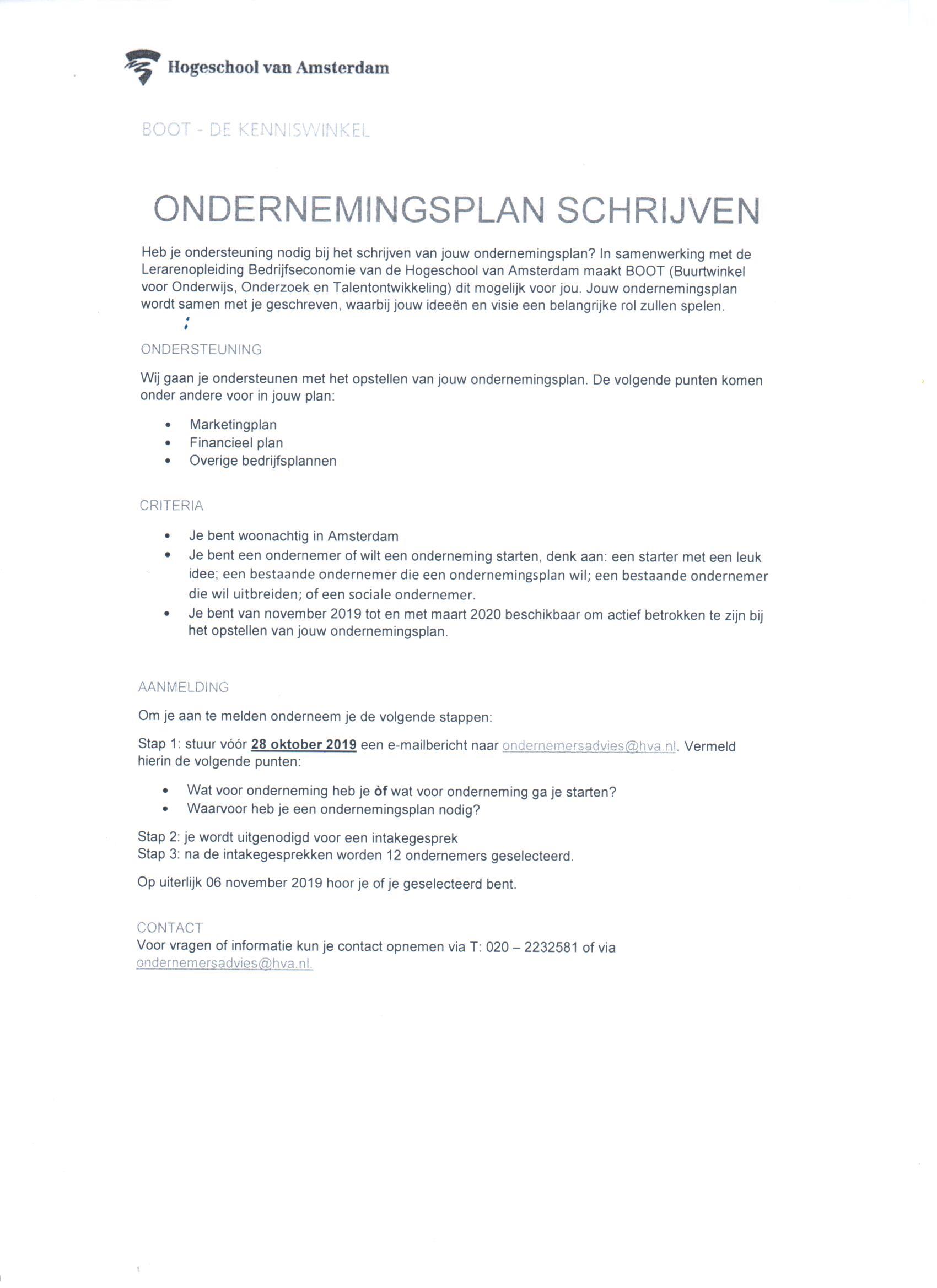 Hulp bij het schrijven van een ondernemersplan